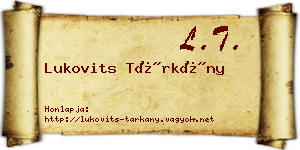 Lukovits Tárkány névjegykártya